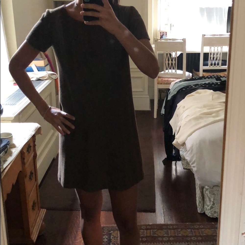 Brown wool theory shift dress